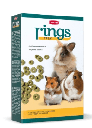 Padovan - RINGS WITH LUCERNE Mangime complementare per conigli nani e piccoli roditori 150g - Animalmania Store