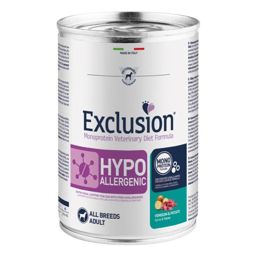 Exclusion - Exclusion Hypoallergenic Cane Scatoletta Gusto Cervo E Patate 400Gr - Animalmania Store