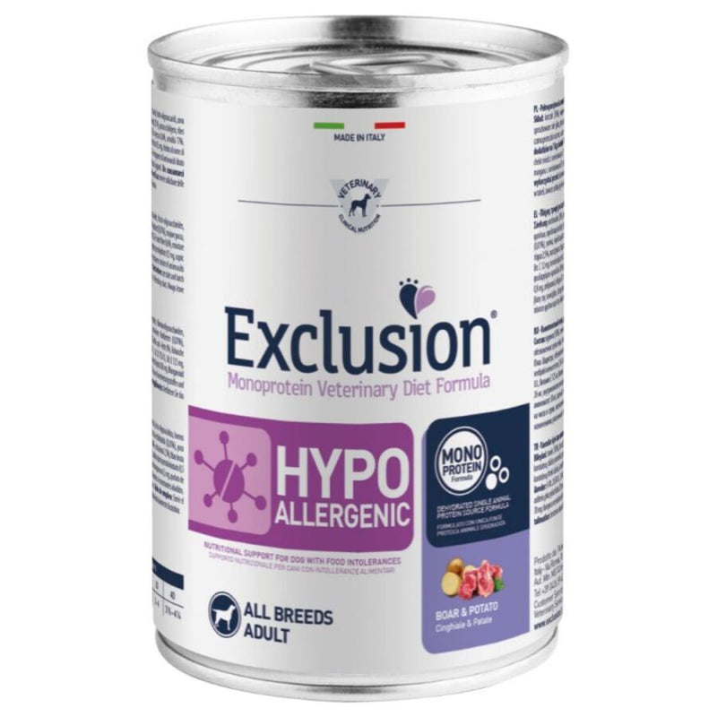 Exclusion - Exclusion Hypo Cane Scatoletta Gusto Cinghiale E Patate 400Gr - Animalmania Store