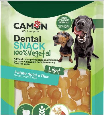 Camon - Dental snack osso annodato di patata dolce e riso 100gr - Animalmania Store