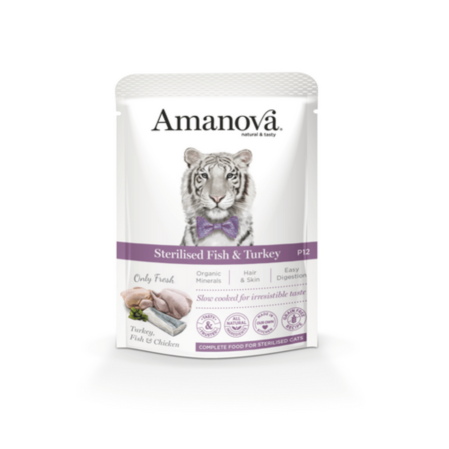 Amanova - Amanova Cibo Per Gatto Pouch Steril. Fish & Turkey 85G - Animalmania Store