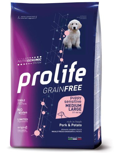 Prolife - Prolife Grain Free Sensitive Puppy Medium-Large Pork & Potato per Cani - Animalmania Store