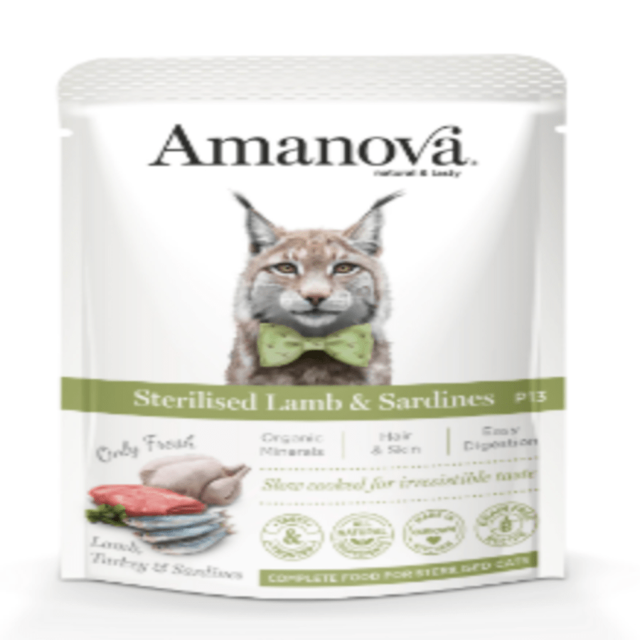 Amanova - Amanova Cibo Per Gatto Pouch Steril. Lamb & Sard 85G - Animalmania Store