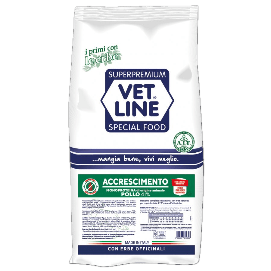 VetLine - Vetline Cane Monoproteico Accrescimento Pollo - Animalmania Store
