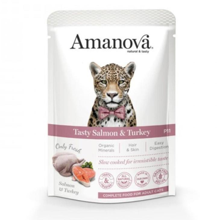 Amanova - Amanova Cibo Per Gatto Pouch Salmon & Tureky Sensitive 85G - Animalmania Store