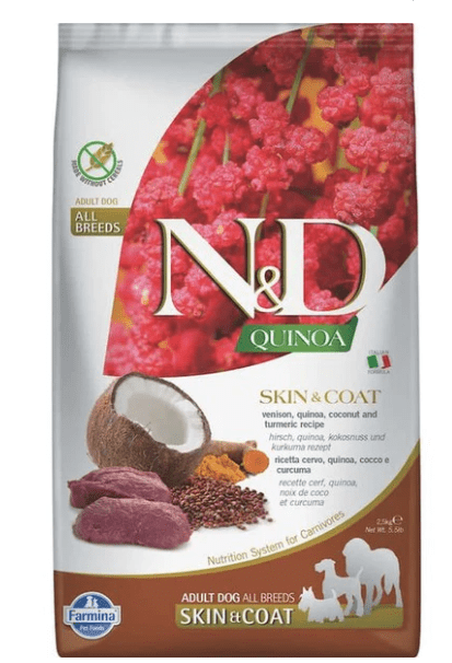 Farmina - N&D Quinoa Dog Skin&Coat Cervo, Cocco E Curcuma Adult Adult Medium/Maxi - Animalmania Store