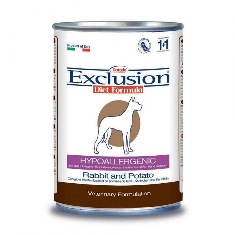 Exclusion - Exclusion Hypoallergenic Cane Scatoletta Gusto Coniglio E Patate 400Gr - Animalmania Store