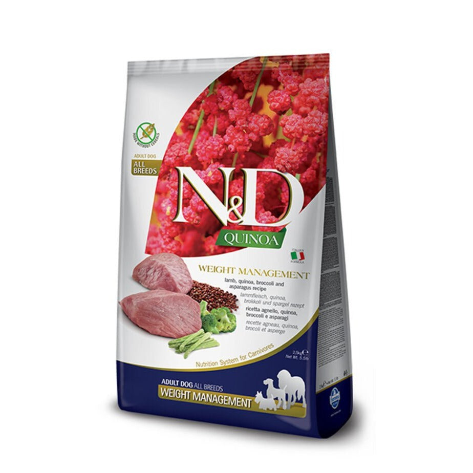 Farmina - N&D Quinoa Dog Weight Management Agnello, Broccoli E Asparagi Adult Medium/Maxi - Animalmania Store