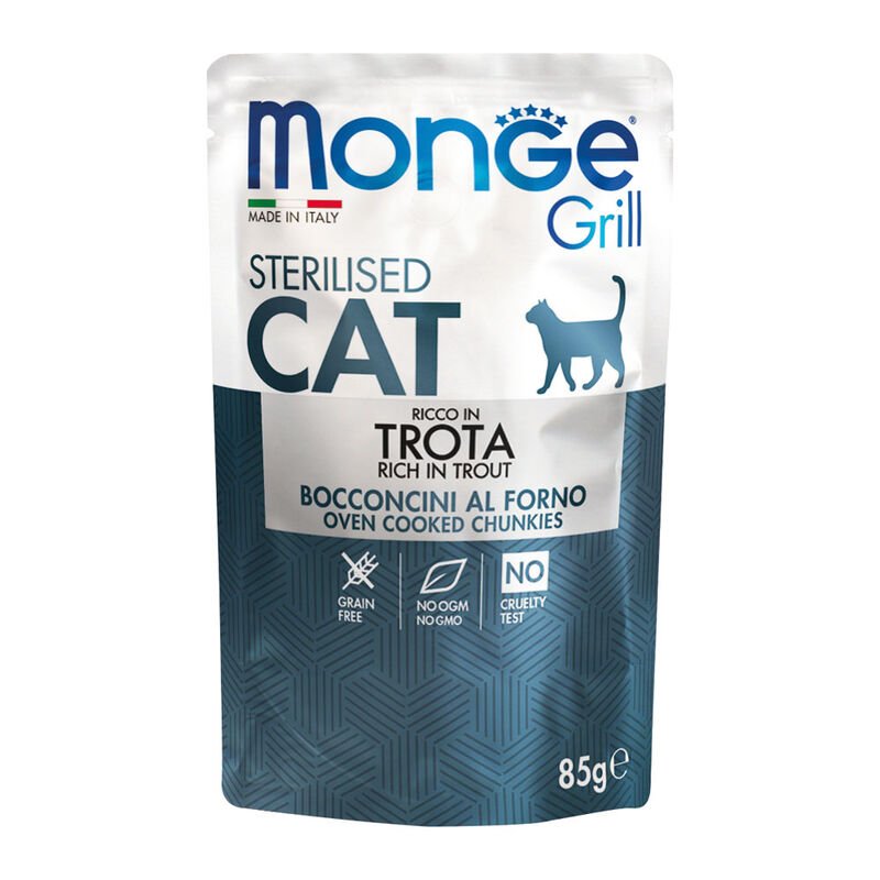 Monge - Monge Grill Gatto Sterilizzato 85Gr Buste Trota - Animalmania Store