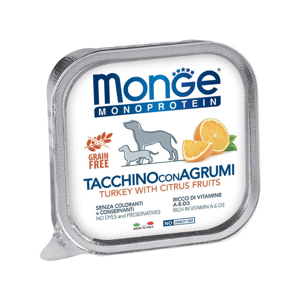 Monge - Monge Monoproteico Cane 150Gr Con Tacchino E Agrumi - Animalmania Store