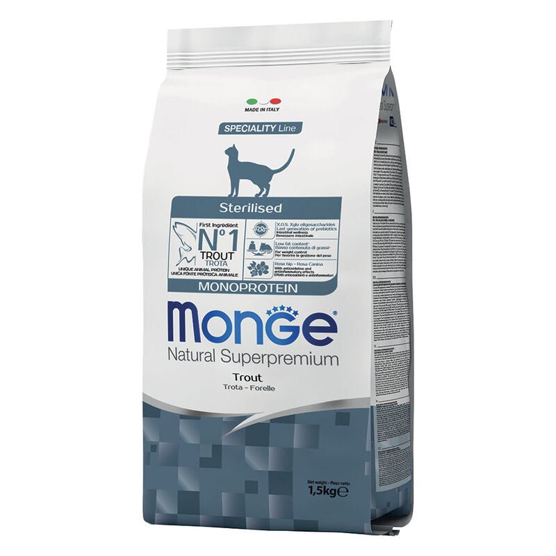 Monge - Monge Natural Superpremium Monoprotein Sterilised Gatto Adult Trota - Animalmania Store