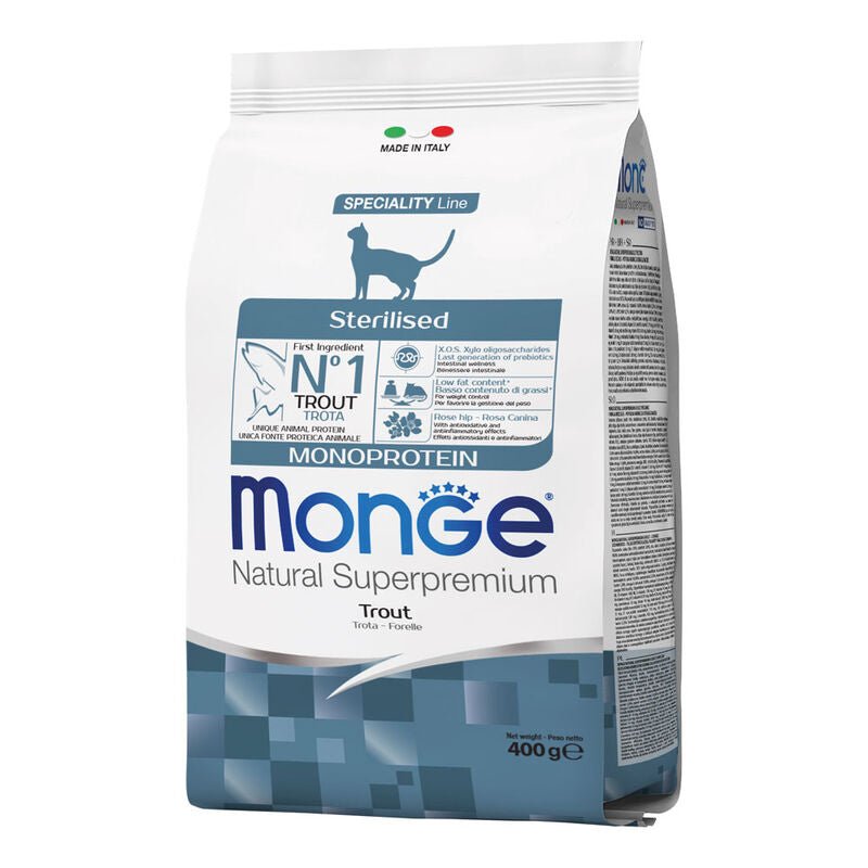 Monge - Monge Natural Superpremium Monoprotein Sterilised Gatto Adult Trota - Animalmania Store
