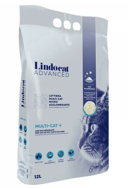 Lindocat - Lindocat Lettiera con Bicarbonato Advanced Multi-Cat + 12 lt - Animalmania Store