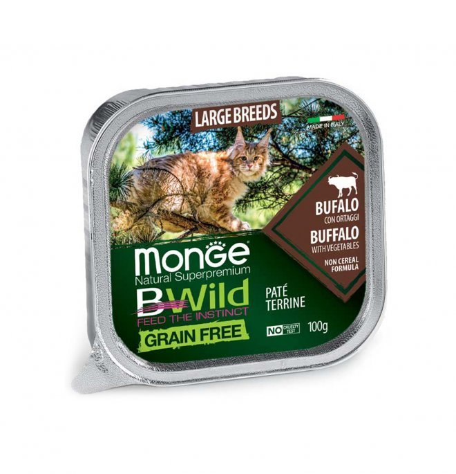 Monge - Monge Natural Superpremium Bwild Gatto Adult Taglia Grande Grain Free 100 Gr Bufalo E Ortaggi - Animalmania Store
