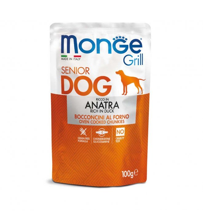 Monge - Monge Grill Cane Anziano 100Gr Buste Anatra - Animalmania Store