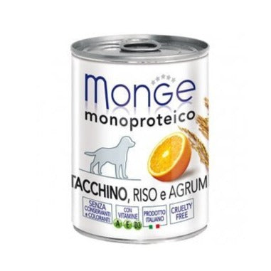 Monge - Monge Monoproteico Cane 400Gr Con Tacchino, Riso E Agrumi - Animalmania Store