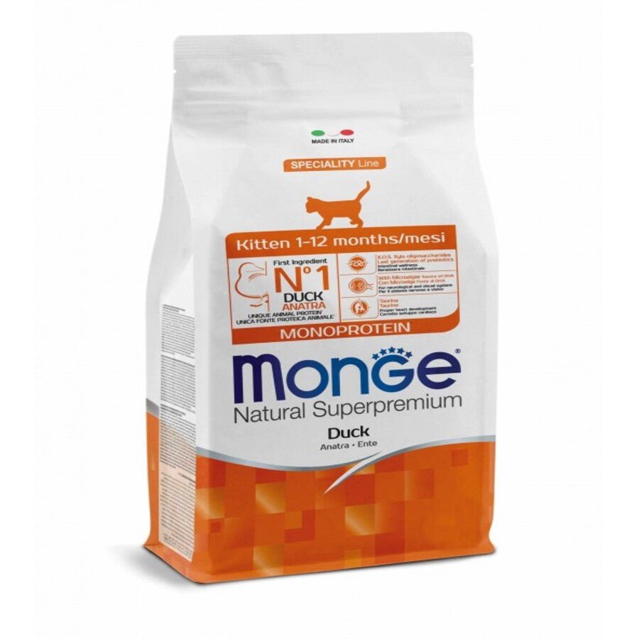 Monge - Monge Cibo Per Gatti Kitten Superpremium Anatra Croccantini 1.5Kg - Animalmania Store