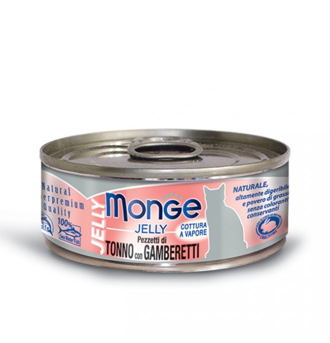 Monge - Monge Gatto Jelly Da 80 Gr In Lattina Pezzetti Di Tonno E Gamberetti - Animalmania Store