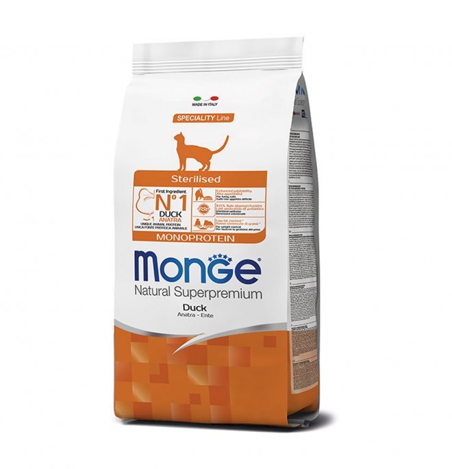 Monge - Monge Natural Superpremium Monoprotein Sterilized Gatto Adult Anatra 10 Kg - Animalmania Store
