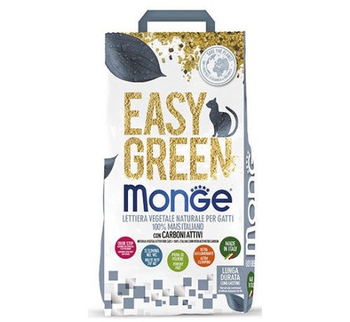 Monge - Lettiera Vegetale 100% Mais Con Carboni Attivi Monge Easy Green 10L Per Gatti - Animalmania Store