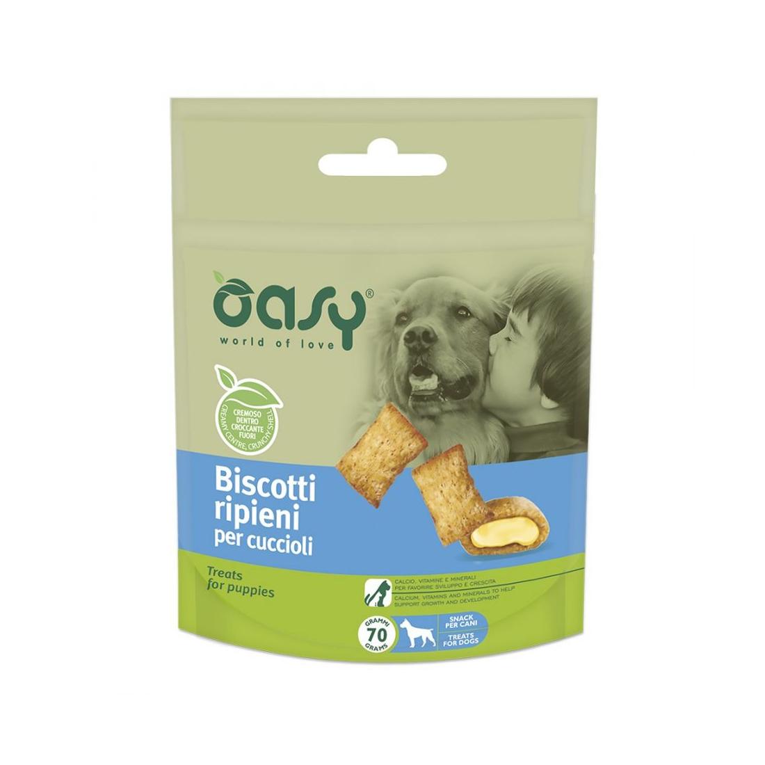 Oasy - Oasy Cane Puppy Snack Biscotti Ripieni Pollo 70G - Animalmania Store