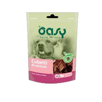 Oasy - Oasy Cane Snack Cubetti Di Salmone 80G - Animalmania Store