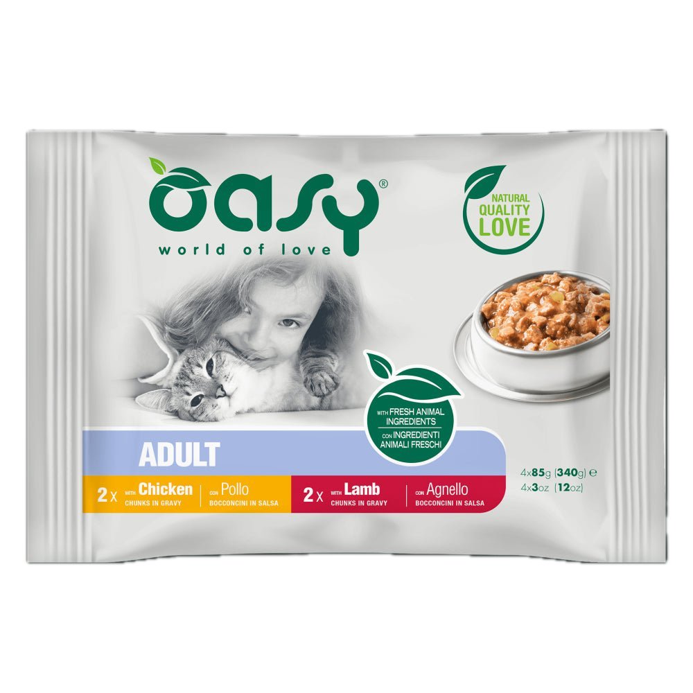 Oasy - Oasy Cat Adult Bocconcini In Salsa Multipack 4 Buste X 85G - Animalmania Store