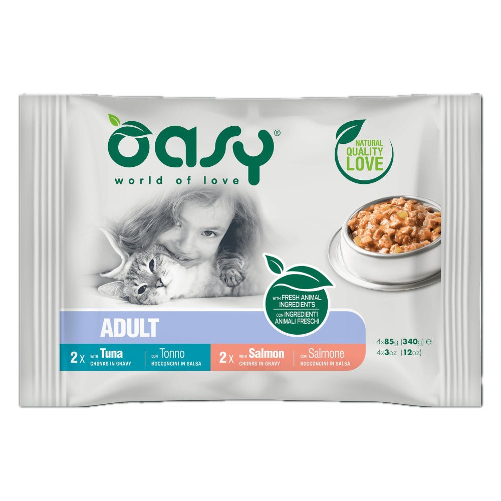 Oasy - Oasy Cat Adult Bocconcini In Salsa Multipack 4 Buste X 85G - Animalmania Store