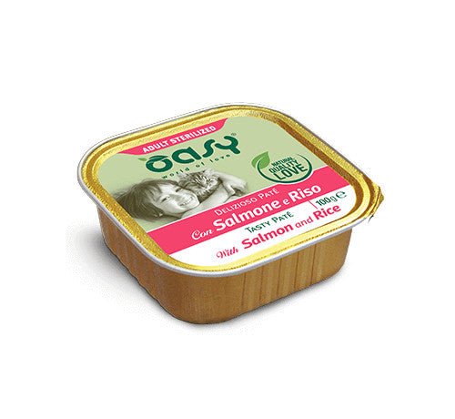 Oasy - Oasy Delizioso Paté Per Gatto Adult Sterilized Con Salmone Riso Da 100Gr - Animalmania Store