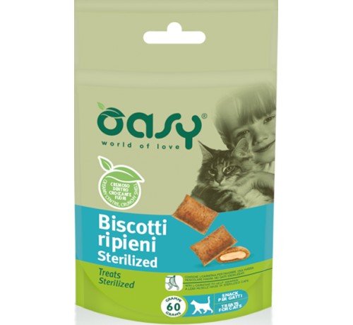 Oasy - Oasy Per Gatto Sterilized Con Biscotti Ripieni Da 60 Gr - Animalmania Store
