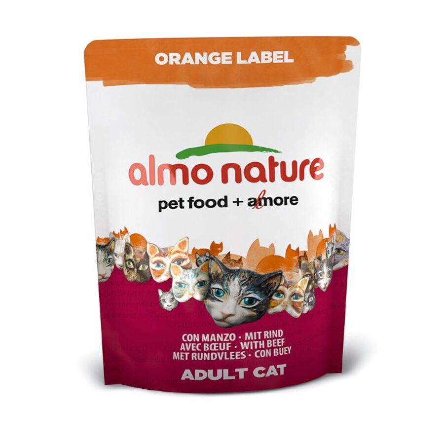 Almo Nature - Almo Nature Orange Label Dry Adult gusto Manzo 150 gr per Gatti - Animalmania Store