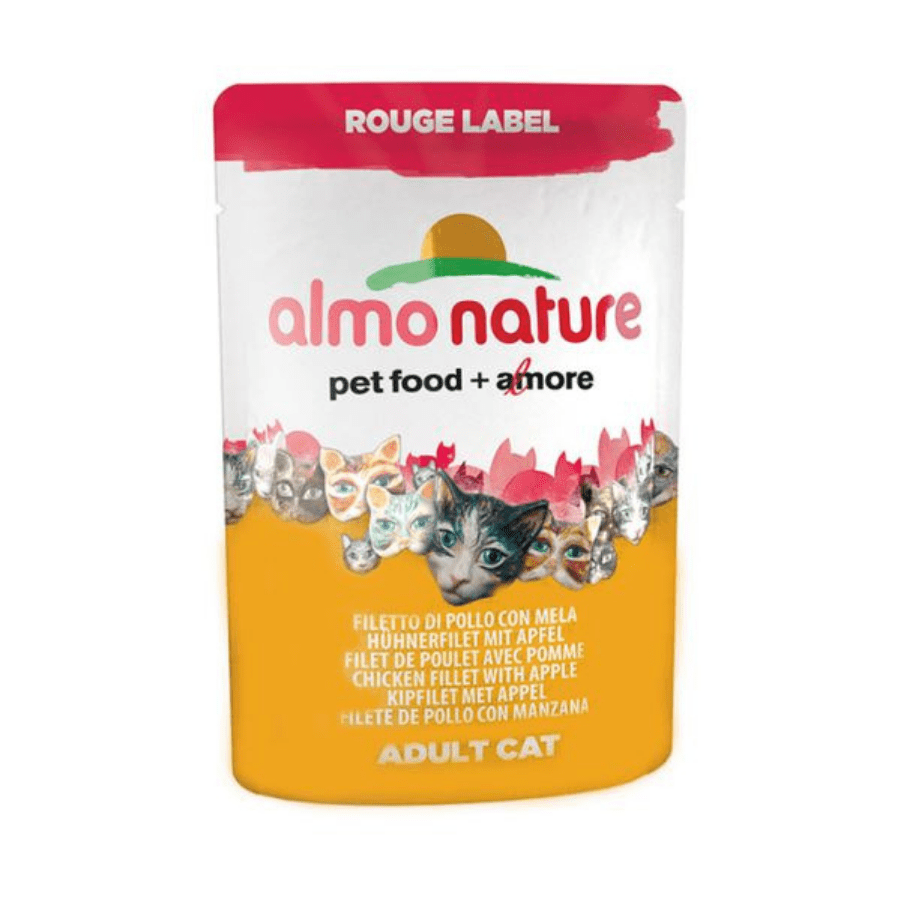 Almo Nature - Almo Nature Rouge Label Filetto di Pollo e Mela 55 gr per Gatti - Animalmania Store
