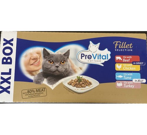 Prevital - Prevital XXL Box Per Gatti Adulti Con Pollo, Manzo, Tonno E Tacchino Da 48x85 Gr - Animalmania Store