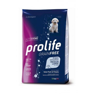 Prolife - Prolife Cane Puppy Sensitive Med/Large Sogliola & Patate Grain Free - Animalmania Store