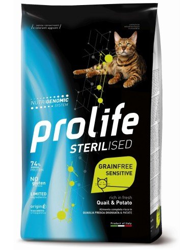 Prolife - Prolife Cat Sterlised Grainfree Sensitive Quaglia E Patate - Animalmania Store