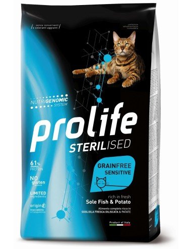 Prolife - Prolife Cat Sterilised Grainfree Sensitive Sogliola E Patate - Animalmania Store