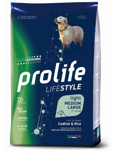 Prolife - Prolife Lifestyle Light Medium/Large Merluzzo E Riso per Cani - Animalmania Store