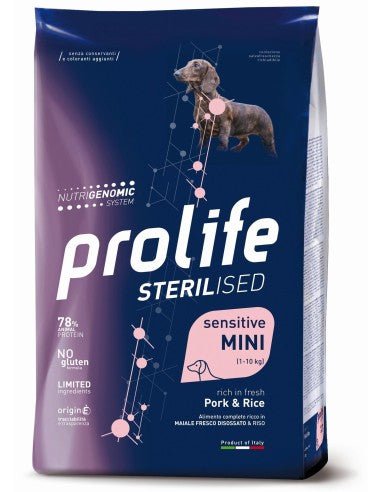Prolife - Prolife Sterilised Sensitive Mini Maiale E Riso per Cani - Animalmania Store