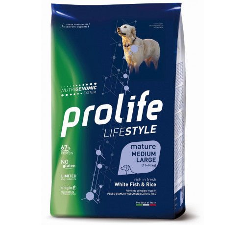 Prolife - Prolife Lifestyle Mature Medium/Large Pesce Bianco E Riso per Cani - Animalmania Store
