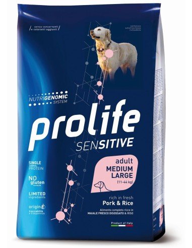 Prolife - Prolife Sensitive Adult Medium/Large Maiale E Riso per Cani - Animalmania Store