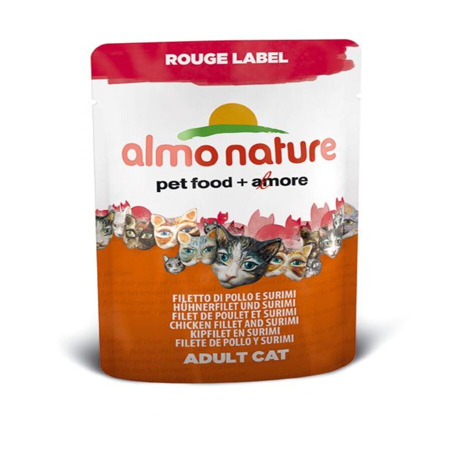 Almo Nature - Almo Nature Rouge Label Filetto di Pollo e Surimi 55 gr per Gatti - Animalmania Store