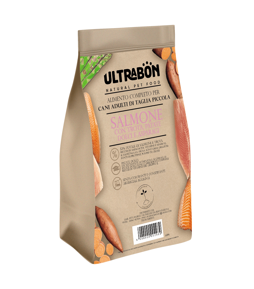 Ultrabon - Ultrabon Cibo Per Cani Adulti Taglia Piccola Gusto Salmone Con Trota Patate E Asparagi - Animalmania Store