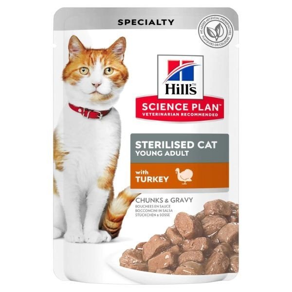 Hill's Science Plan - Hill'S Science Plan Young Adult Sterilised Tacchino Bustine 85G Per Gatti Multipack 12 pezzi - Animalmania Store