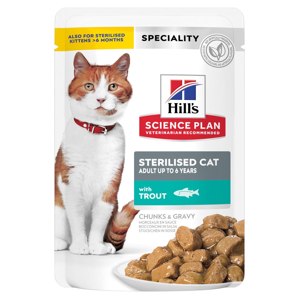 Hill's Science Plan - Hill'S Science Plan Young Adult Sterilised Trota Bustine 85G Per Gatti - Animalmania Store