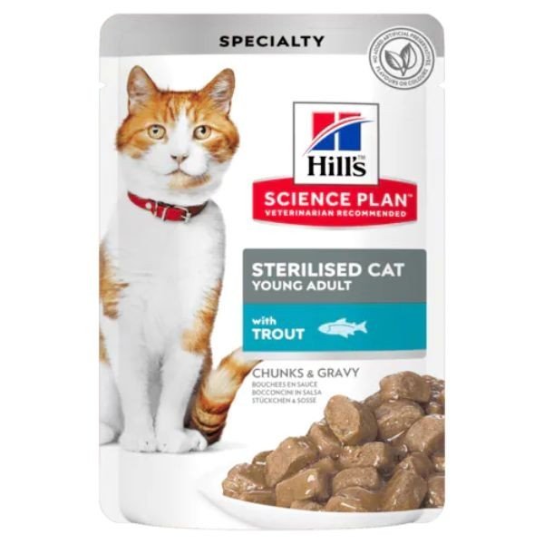 Hill's Science Plan - Hill'S Science Plan Young Adult Sterilised Trota Bustine 85G Per Gatti Multipack 12 pezzi - Animalmania Store