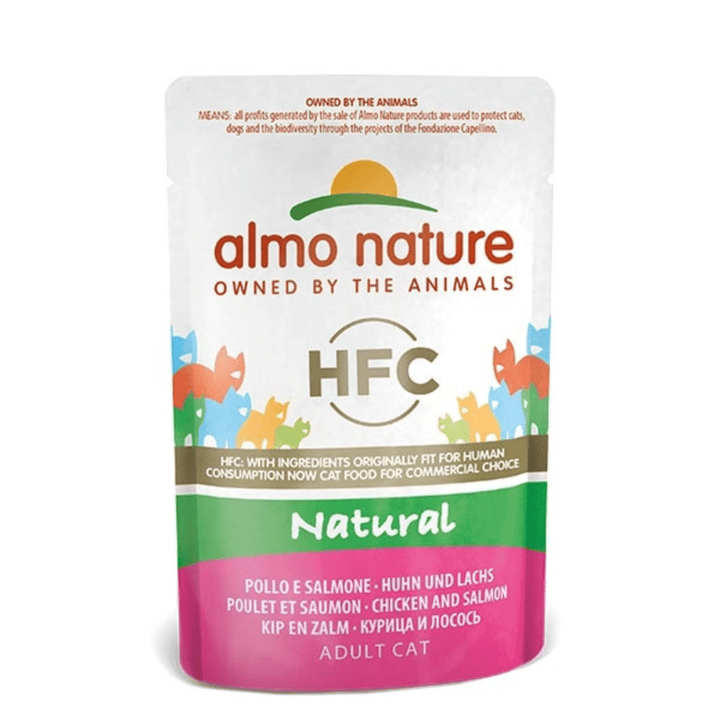 Almo Nature - Almo Nature Hfc Natural Pollo E Salmone 55 Gr Per Gatti - Animalmania Store