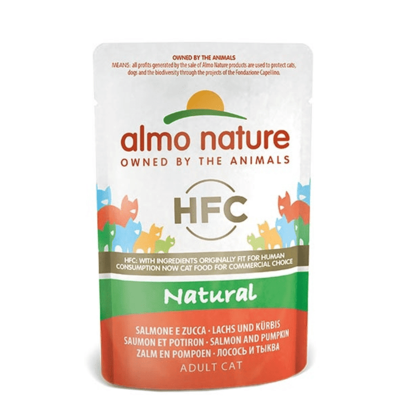 Almo Nature - Almo Nature Hfc Natural Salmone E Zucca 55 Gr Per Gatti - Animalmania Store